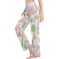 thumbnail image 3 of Women's Pajama Pants Flamingo Leaves Comfy Stretch Sleepwear Essentials womens Lightweight Lounge Terry Pajama Pant, X-Small, 3 of 7