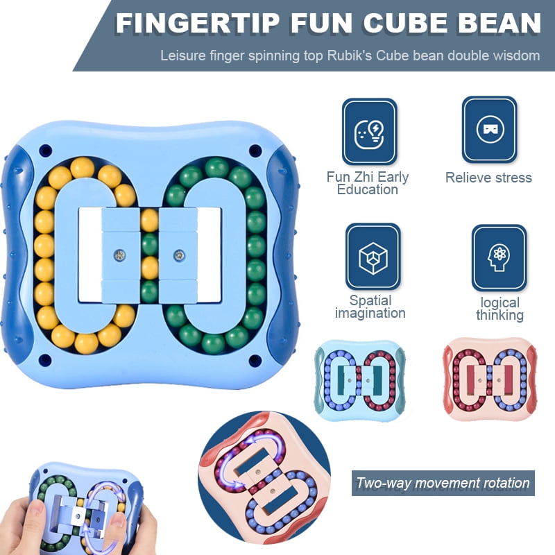 3 Pieces Rotating Magic Bean Fingertip Toy Decompression Rotating Magic Bean Stress Relief Toy for Over 14 Year Old Intelligence Fingertip Educational Toys and Green Blue Red