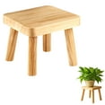 thumbnail image 4 of ​​BINGLI Small Wooden Stool 9.8''x9.2''x7.9'', Indoor Plant Stand Kids Step Stool Side Table for Kitchen Bathroom Bedroom Nursery, Solid Wood Multi Purpose Furniture​​, 4 of 9