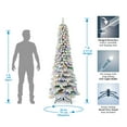 thumbnail image 4 of Seasonal LLC 6ft Snow Kissed Pine Flocked Slim Christmas Tree, 26 Inches Diameter, Pre-Strung with 200 Multicolor LED Lights, Long-Lasting LED Bulbs, 4 of 5