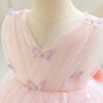 thumbnail image 5 of IBTOM CASTLE Toddler Baby Girls Shiny Butterfly Tutu Dress Princess Birthday Party Pageant Flower Girl Wedding V-Backless Dresses 12-18 Months Pink, 5 of 9
