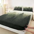 thumbnail image 3 of Homewish Pine Tree Bed Sheets,Tropical Botanical King Sheets,Deep Green Sheet Set For Men Women,Microfiber Bedroom Decor,4 Pieces, 3 of 7