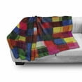 thumbnail image 3 of Abstract Soft Flannel Fleece Throw Blanket, Halftoned Colorful Mosaic Pattern Squares Digital Like Effect Tile Grid Print, Cozy Plush for Indoor and Outdoor Use, 50" x 60", Multicolor, by Ambesonne, 3 of 6