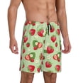 thumbnail image 2 of Balery Strawberry Floral Pantalones cortos de pijama de punto de algodón para hombre con cinturilla y bolsillos-Small, 2 of 6
