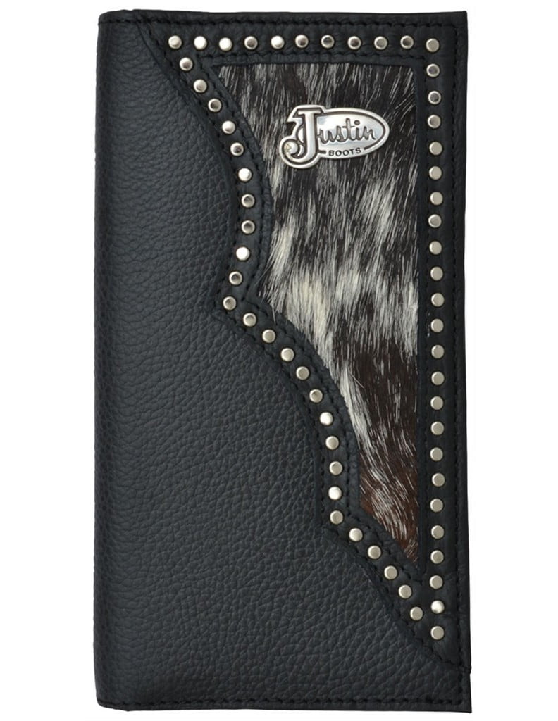 Justin Western Wallet Mens Rodeo Pebble Leather Inlay Black WJS150