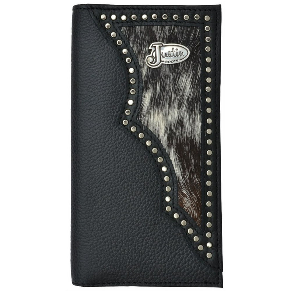 JUSTIN Justin Western Wallet Mens Rodeo Pebble Leather Inlay Black WJS150