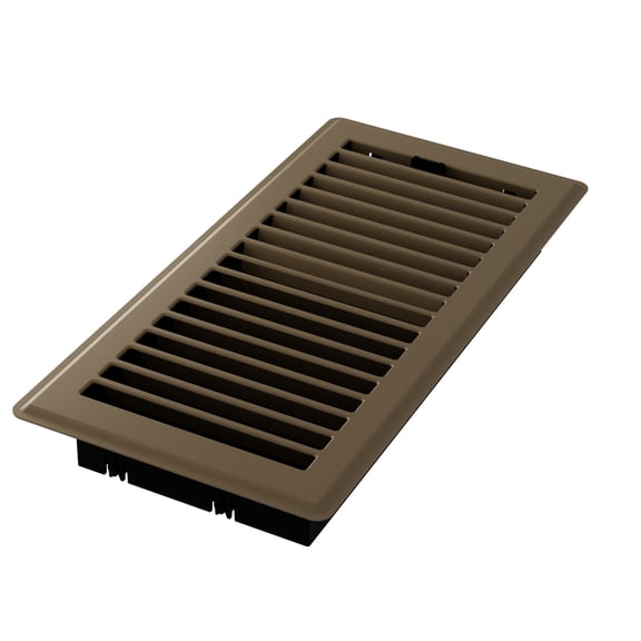 Imperial 4-inch x 10-inch Chocolate Steel Painted Louvered Floor Register, Powder-coated, with Plastic Boot, 1-way