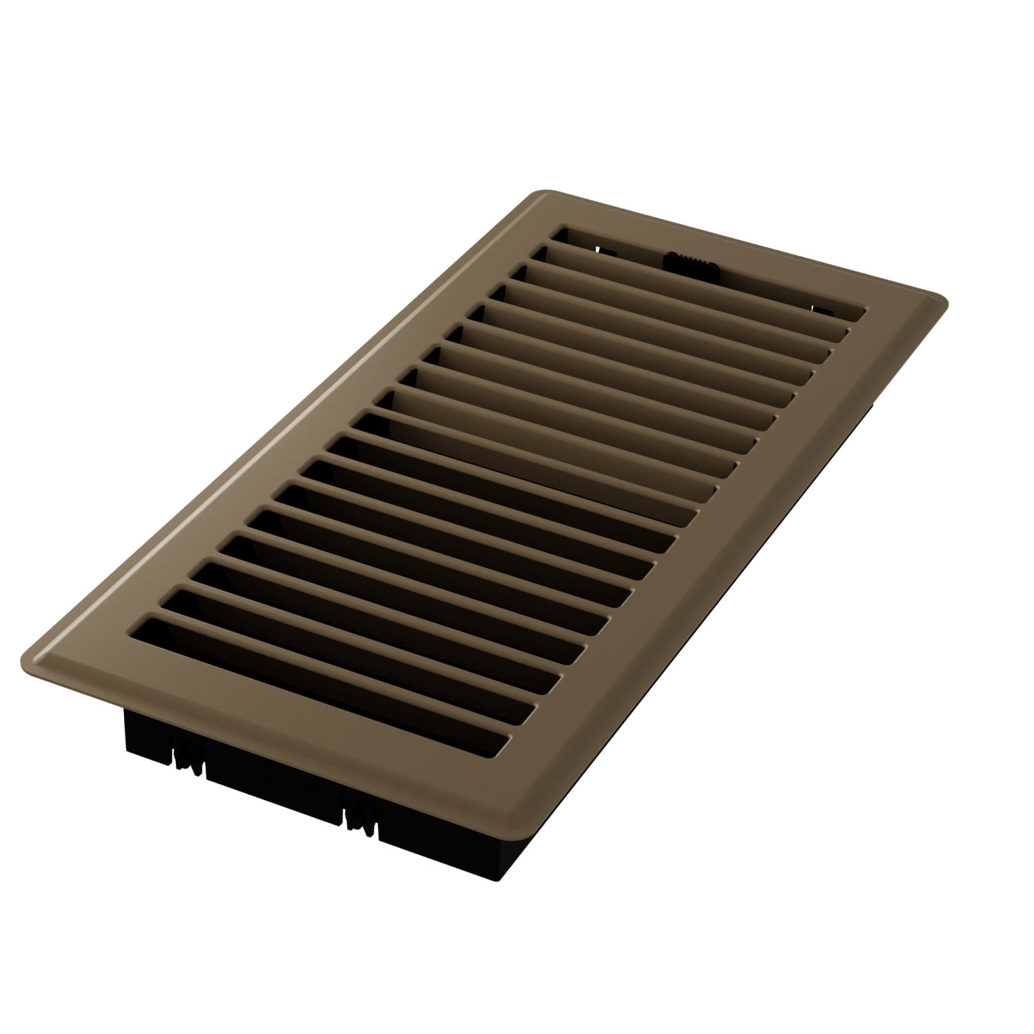 Imperial 4-inch x 10-inch Chocolate Steel Painted Louvered Floor Register, Powder-coated, with Plastic Boot, 1-way