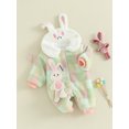 thumbnail image 3 of Bslissey Baby Girls Easter Plush Hooded Jumpsuit Rabbit Embroidery Long Sleeve Button Fleece Plaid Rompers Infant Cute Hood Playsuit Daily Clothes 3M 6M 9M 12M 18M, 3 of 9