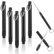 CHENGU 5 Pieces Portable Titanium Toothpicks Metal Pocket Toothpick with Protective Holder Stainless Steel Toothpick Reusable Toothpicks for Picnic Camping Traveling (Black)