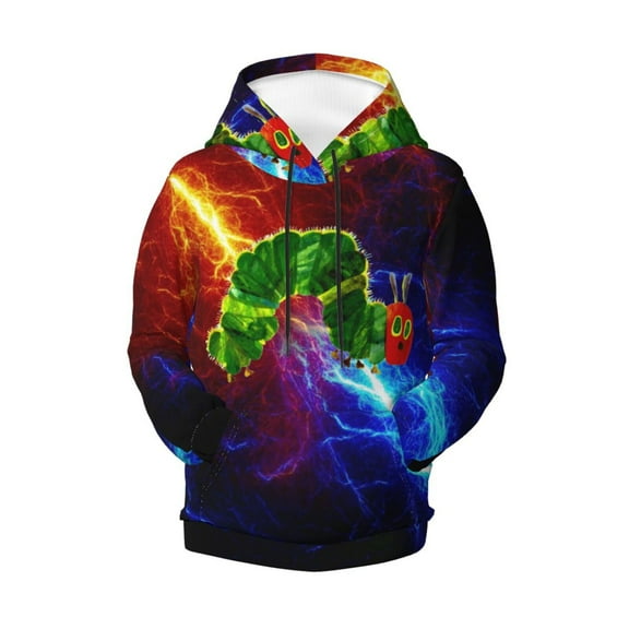 Boys Girls Hungry Caterpilla Pullover Hoodies 3D Print Novelty Colorful Kids Hoodie Sweatshirts with Pocket