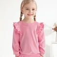 thumbnail image 2 of GYRATEDREAM Girls 2 Piece Outfits Kids Velour Sweatsuit Fall Tracksuits Ruffle Long Sleeve Pullover Sweatpants Clothing Sets, 2 of 9