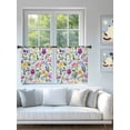 thumbnail image 4 of Sheer Curtains 45 Inch Length 2 Panels Set for Kitchen, Watercolor Floral Semi Sheer Curtains for Windows, Purple Flower Leaf Spring Summer Voile Window Treatments Rod Pocket Curtain, 4 of 7
