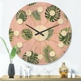 thumbnail image 2 of Designart 'Palm Tropical Leaves Retro Pattern' Mid-Century Modern Wood Wall Clock, 2 of 5