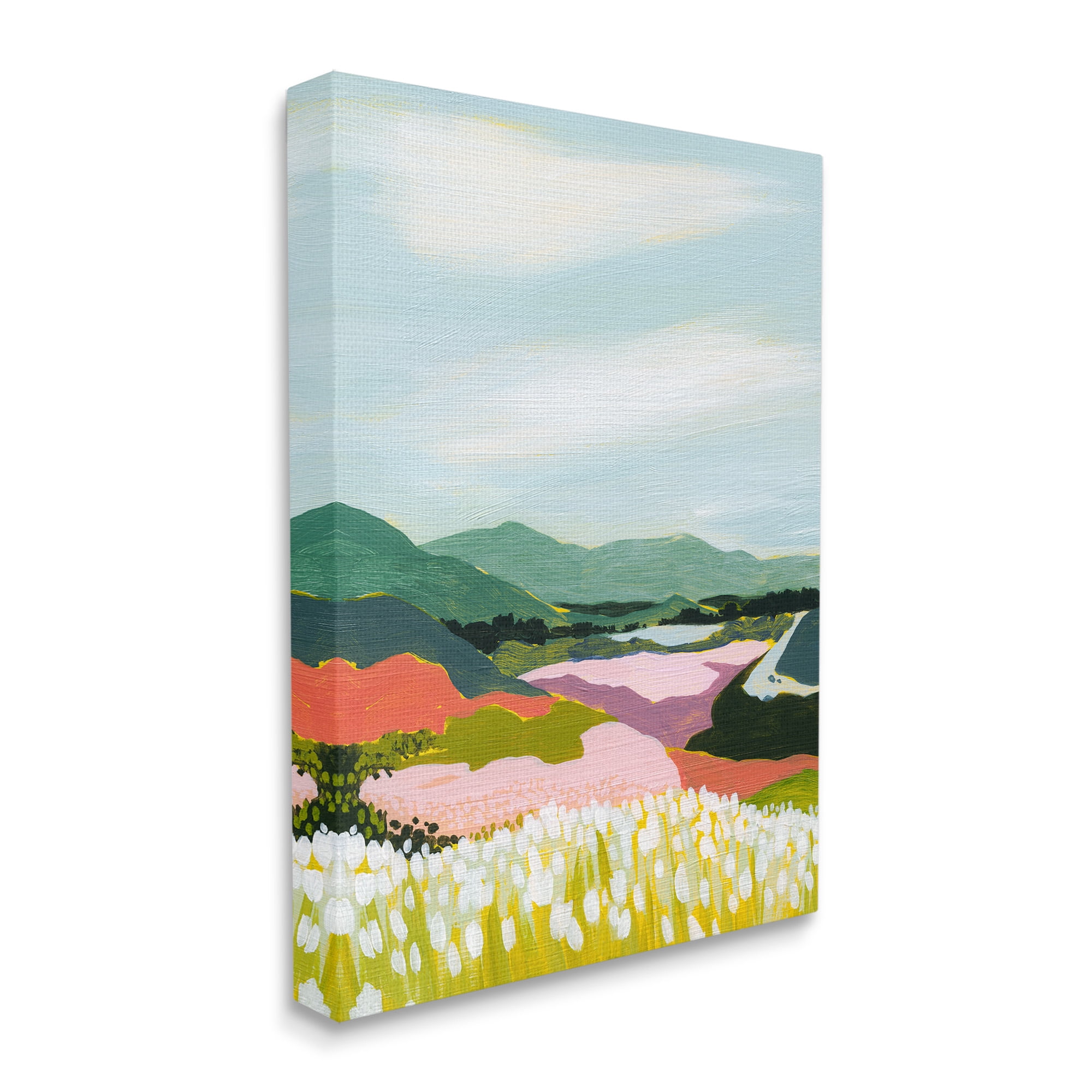 Stupell Industries Reeds & Distant Mountains Landscape Painting Gallery Wrapped Canvas Art Print Wall Art, 30 x 40