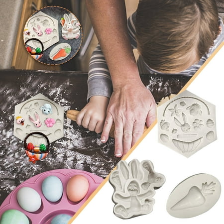 

Tiitstoy Easter Bunny Radish Fondant Cake Decorative Baking Chocolate Shape Silicone Mold