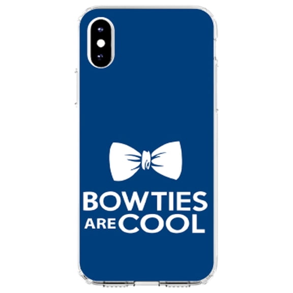 DistinctInk Clear Shockproof Hybrid Case for iPhone X / XS (5.8" Screen) - TPU Bumper, Acrylic Back, Tempered Glass Screen Protector - Bow Ties Are Cool