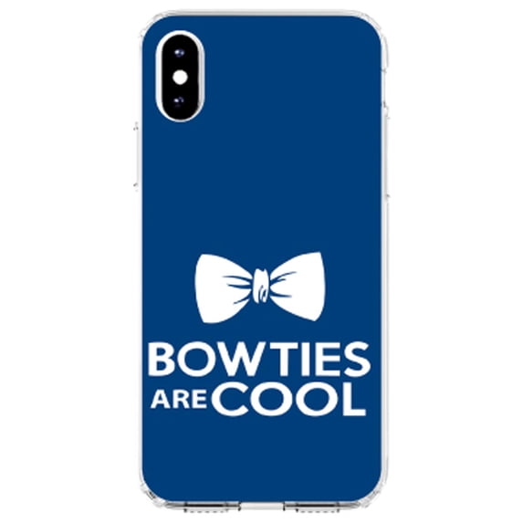 DistinctInk Clear Shockproof Hybrid Case for iPhone X / XS (5.8" Screen) - TPU Bumper, Acrylic Back, Tempered Glass Screen Protector - Bow Ties Are Cool