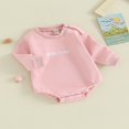 thumbnail image 3 of Baby Fall Romper Long Sleeve Snap Shoulder Letter Embroidery Bodysuit, 3 of 9
