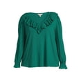 thumbnail image 3 of Terra & Sky Women's Plus Size Smocked Cuff Ruffle Tee, 3 of 5
