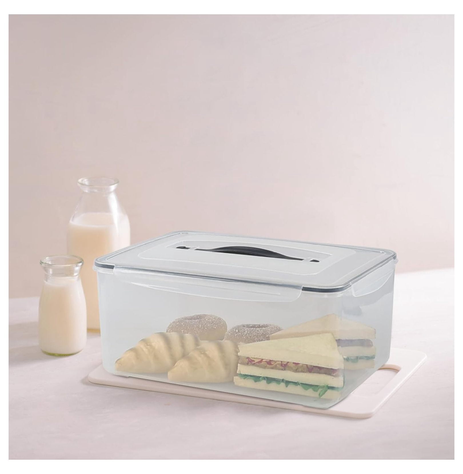 4 Packs Large Airtight Food Storage Containers with Silicone Gasket Sealing Lid, 16 L / 546 Oz, Plastic Storage Bins Boxes for Bread, Rice, Flour, Dog Cat and Other Pet Food
