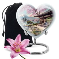 SUBSH Nature Theme Urn - Heart Urns for Human Ashes - Urns for Cremation Ashes - Burial Urns for Human Ashes Adult Male - Urn for Dad - Adult Cremation Urns (Size - 8 inch)