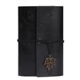 thumbnail image 2 of Portable A6 Leather Notebook Cover Journal Ring Loose Leaf Binder Fallen Leaf Design,Vintage Leather Cover Travel Binder for Diary and Note Taking(F), 2 of 9