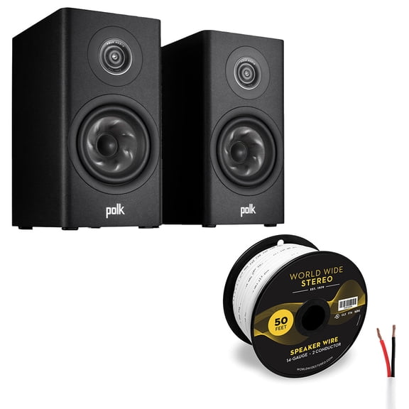 Polk Audio Reserve R100 Bookshelf Speaker Cable Bundle (Black)