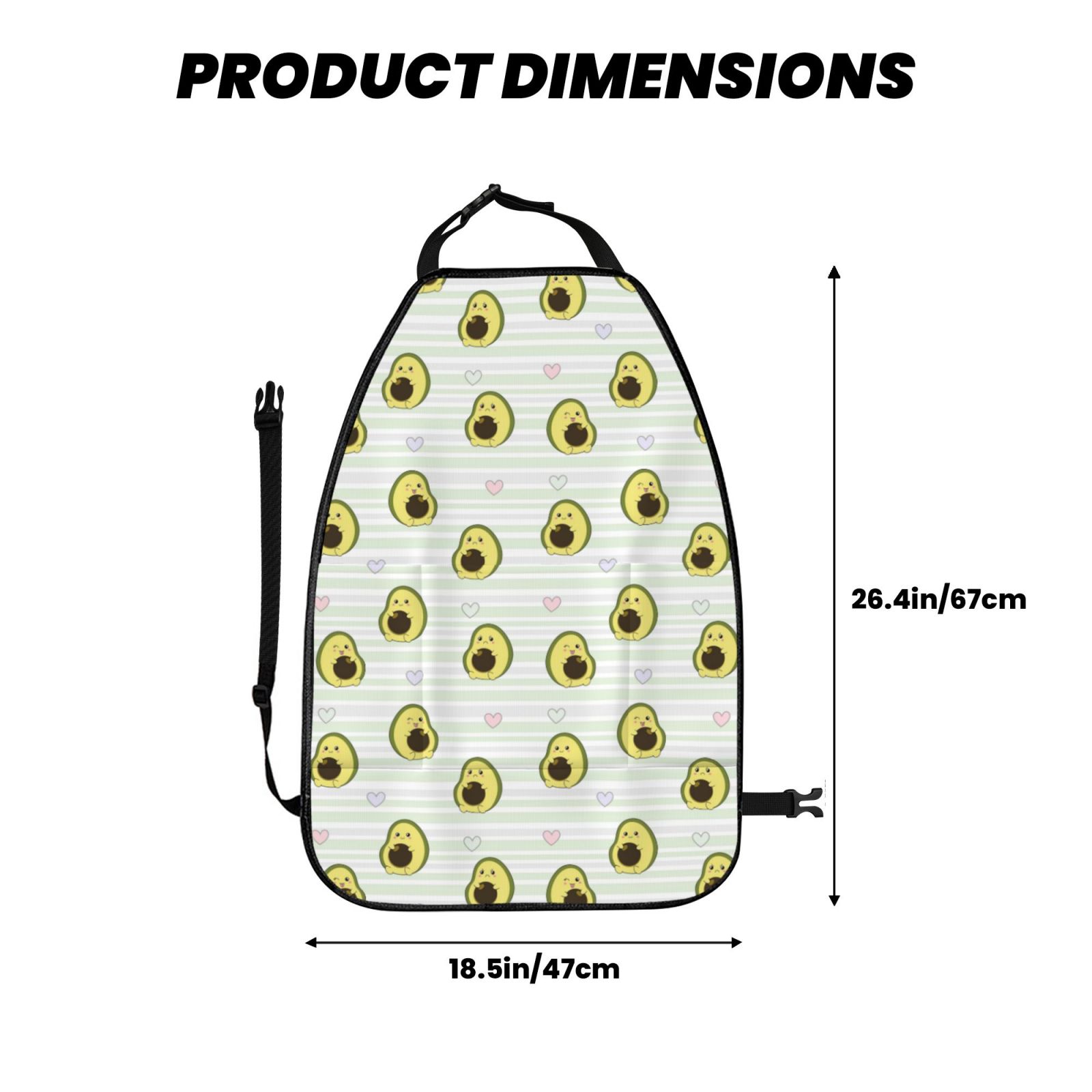 Xecao Avocado of a Hear Pattern Car Seat Back Protector 2 Pack Large Capacity Pocket, Kick Mats Back Seat Protector
