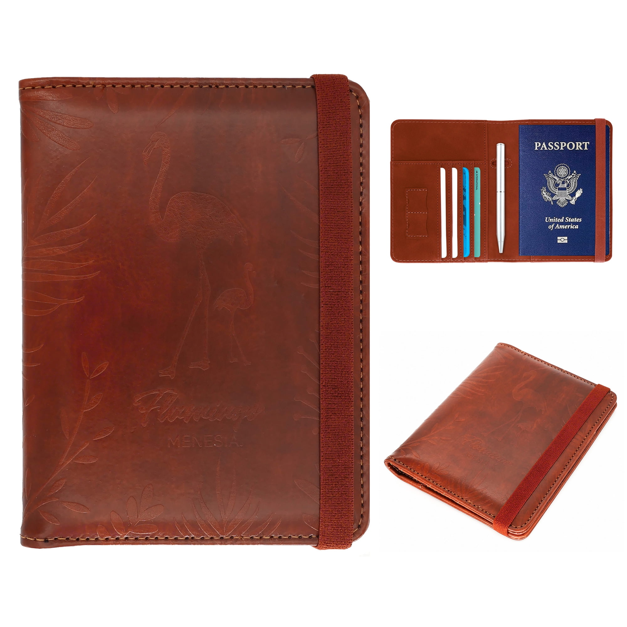 Menesia Passport holder, Synthetic Leather RFID Blocking Passport