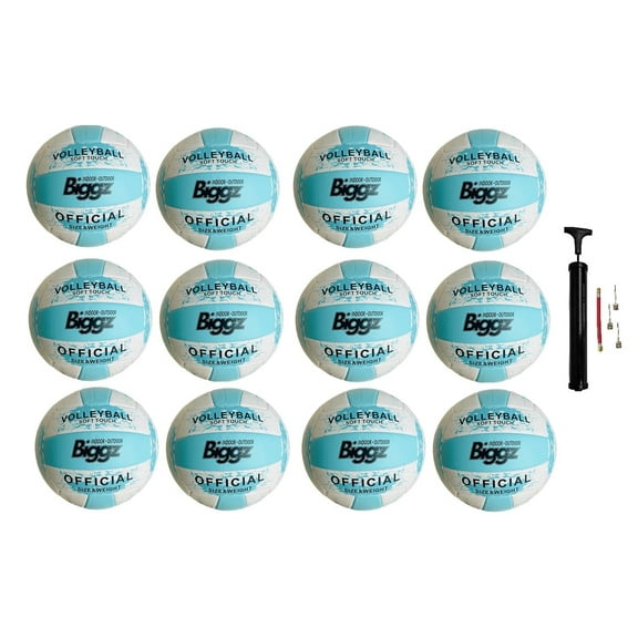 Biggz Beach Volleyball Soft Touch Official Size 5 (12 Pack) with (1) Ball Hand Pump