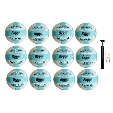 Biggz Beach Volleyball Soft Touch Official Size 5 (12 Pack) with (1) Ball Hand Pump