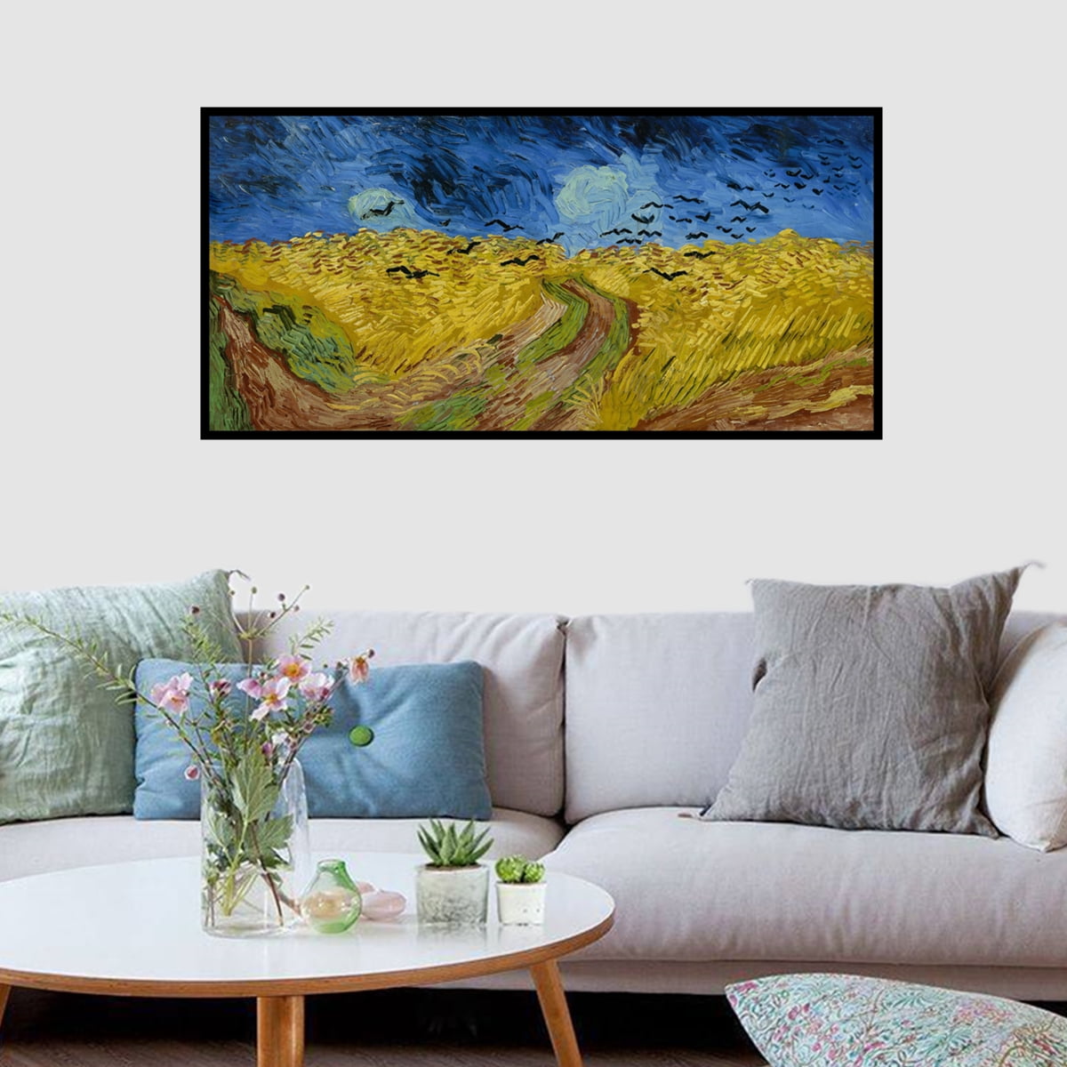 Diamond Painting Kits for Adults Kids, Big Size 33.5x15.8in Extra Large Famous Paintings by Van Gogh Wheat Field with Crows Full Drill 5D Diamond Paintings DIY Gem Art for Home Wall Decor DIY Gift