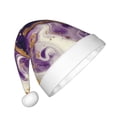 thumbnail image 2 of Balery Purple Gold Marble Swirls Pattern Santa Hat Christmas Hat Funny Christmas Hat Christmas Knitted Beanie Hat For Kids, 2 of 6