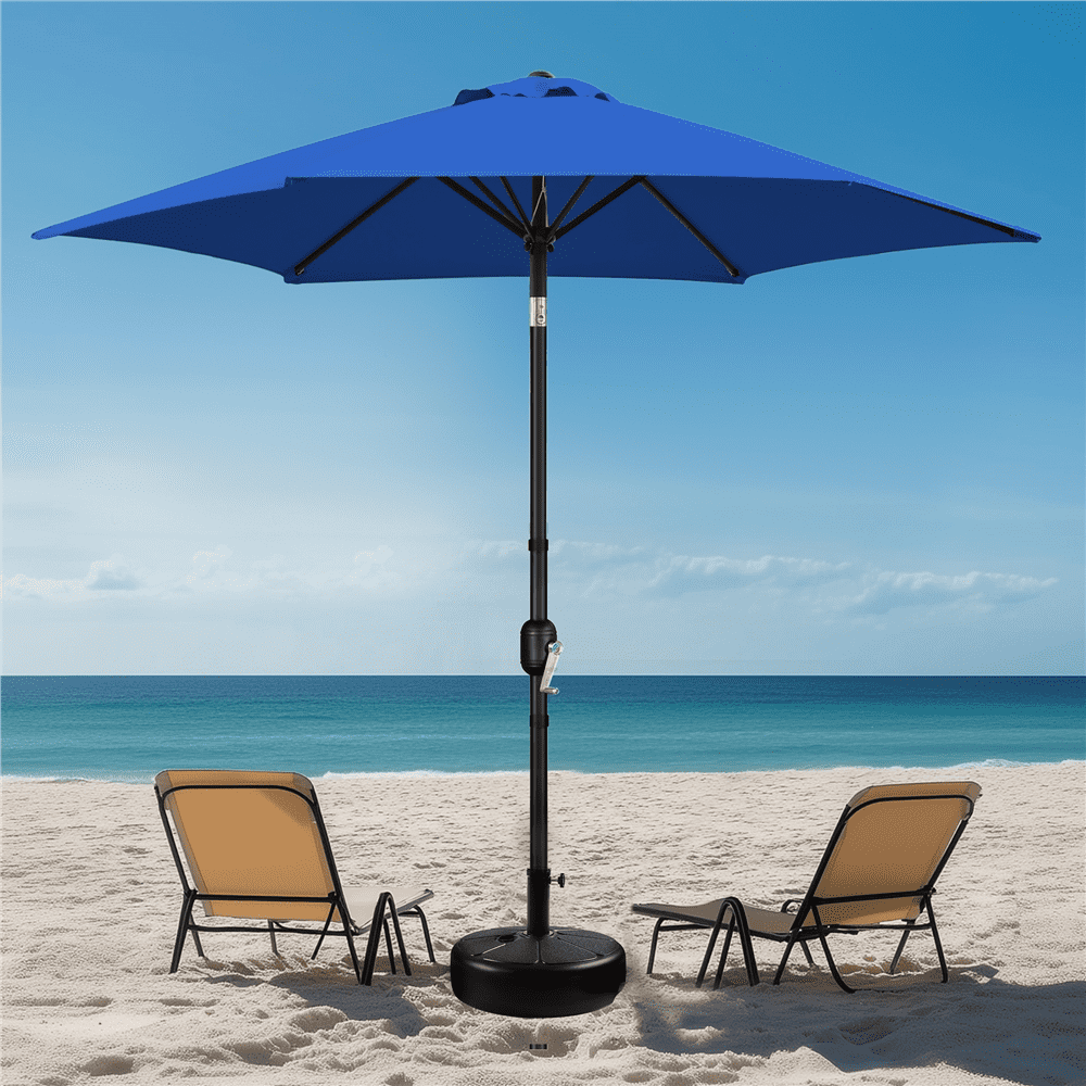 Renwick 9 Ft Outdoor Patio Umbrella with Push Button Tilt and Crank, Royal Blue