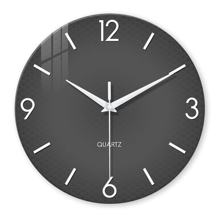 Modern Wall Clock 12 Inch Silent Wall Clocks Battery Operated Grey Simple Minimalist Decorative for Bedroom Kitchen Living Room Home Office