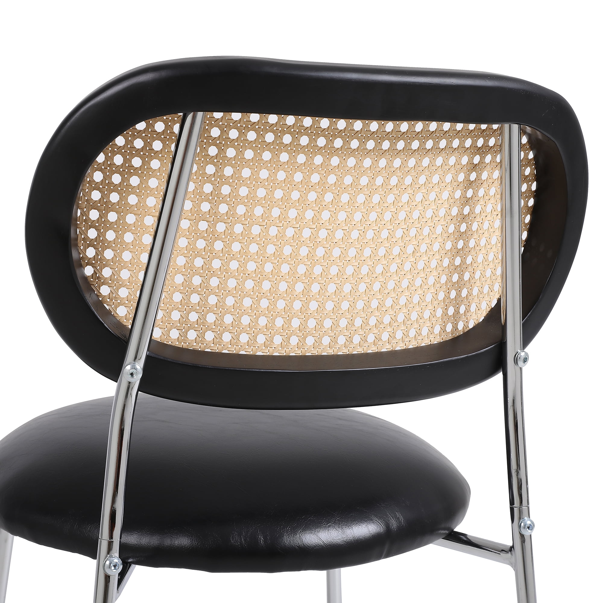 YYAo Modern Dining Room Chairs Set of 2, Dining Back Side Chair with Upholstered Rattan Backrest for Kitchen Living Room Wine Bar, Black YYAo Modern Dining Room Chairs Set of 2, Dining Back Side Chair with Upholstered Rattan Backrest for Kitchen Living Room Wine Bar, Black