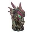 thumbnail image 3 of Medieval Fantasy Hydra Fin Red Spiked Dragon Head With Bright Eyes Statue 8"H, 3 of 7