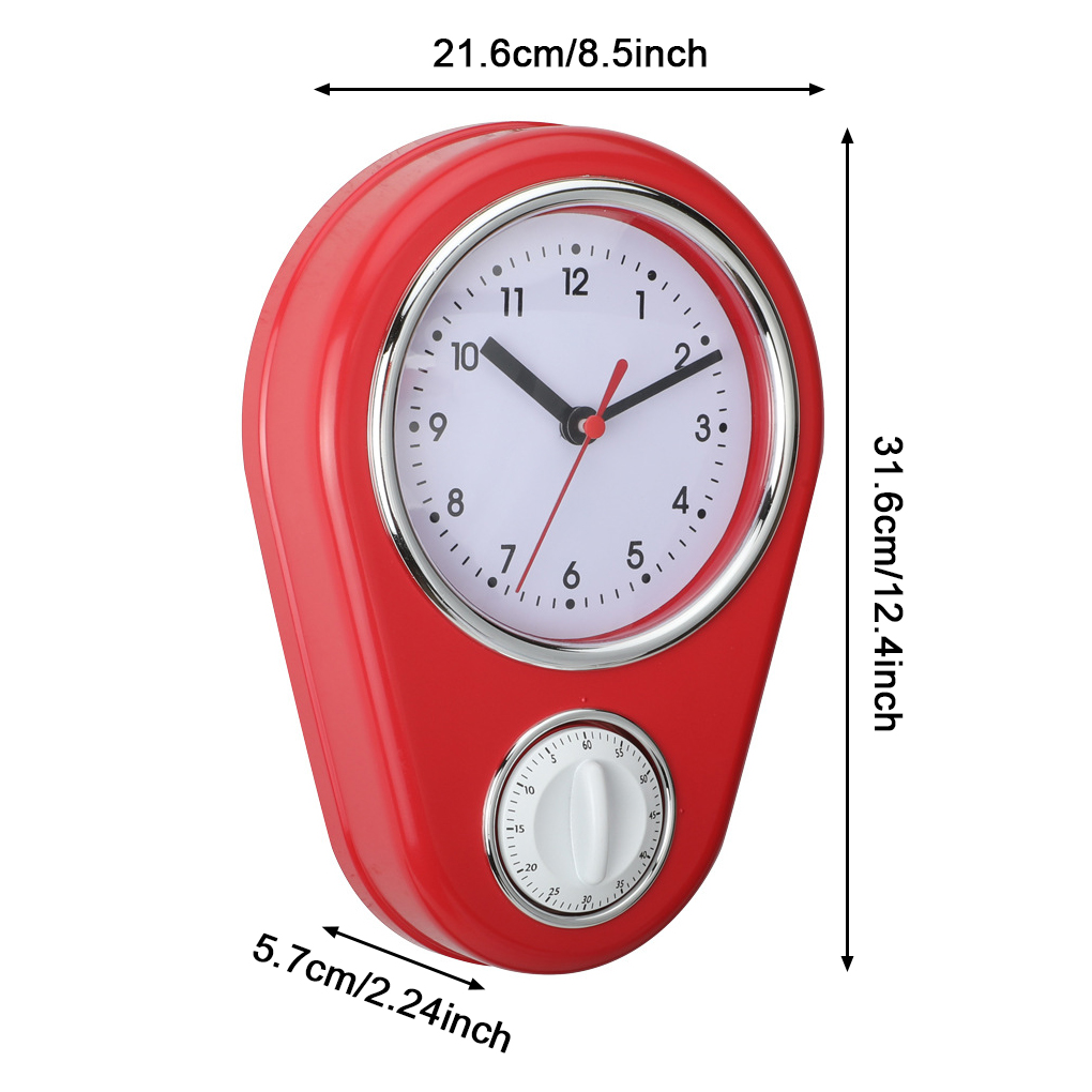 Horloge Murale De Cuisine Avec Minuterie – Design élégant, Grands Chiffres, Mouvement à Quartz Précis, En ABS Durable