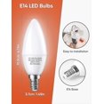 thumbnail image 2 of 6 Pack E14 LED Candle Light Bulbs - Cool White 6500K, 5W 600 Lumens, Non-Dimmable, 240 Beam Angle, 2 of 5