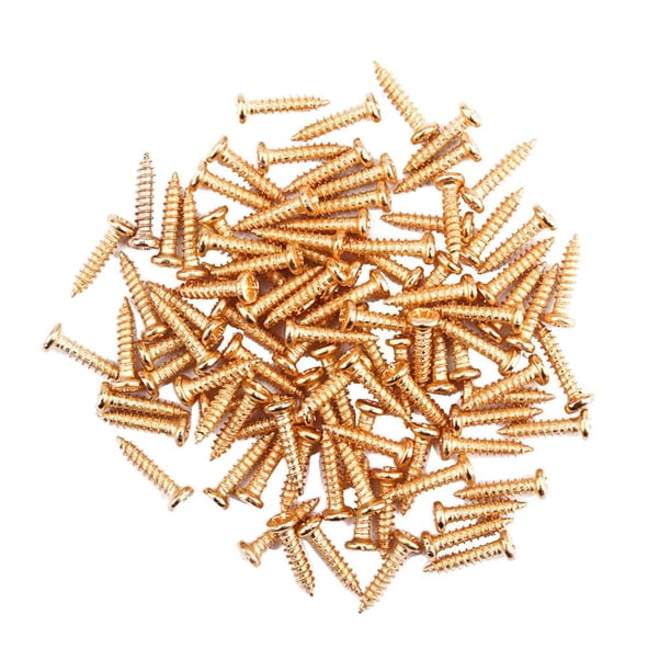 100 tornillos de cvija de afinación para guitarra eléctrica/acústica, bajo, ukelele, banjo , Dorado Hugo Tornillos de clavijas de afinación