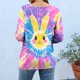thumbnail image 3 of Camisetas de Pascua para Mujeres Moda Impresa Suelta Casual Cuello Redondo Tres Cuartos de Manga Suéter Blusa con Poliéster Suave, Primavera Verano Superior, 3 of 6