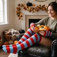 thumbnail image 6 of WJOSBXT 2026 Women's Striped Over Knee Thigh High Socks With Arm Warmer Fingerless Gloves Set for Halloween Christmas, 6 of 9