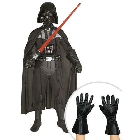 Kid's Deluxe Darth Vader Star Wars Costume and Children's Darth Vader Gloves