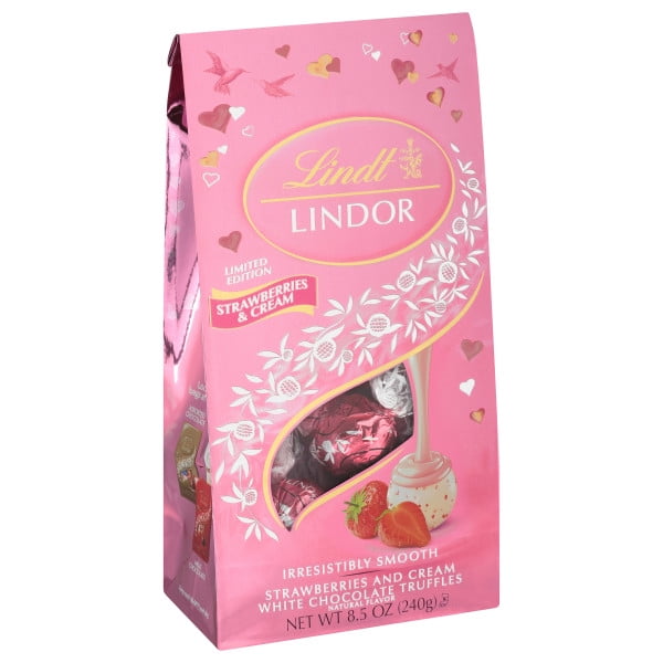 Lindt LINDOR Valentine's Strawberries And Cream White Chocolate Truffles, 8.5 oz. Bag Walmart