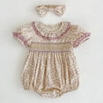 thumbnail image 5 of Baby Girl Ditsy Flower Ruffle Neck Dress Onesies In Summer, 5 of 6
