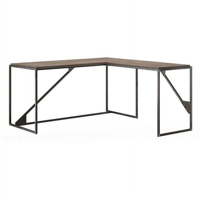 Atlin Designs Bureau Industriel en L 62W avec Retour en Gris Rustique