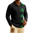 thumbnail image 2 of Men's St. Patrick's Day Shamrock Henley Long Sleeve Pullover Casual Top Shirt, 2 of 6