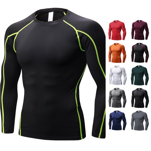 Gunia Mens Workout Gym Shirts Men Tight Fitting Fitness Sports Training Long Sleeved T Shirt Tees For Running Athletic Sport Tops Tshirt For Men Black Xl