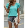 thumbnail image 5 of V Neck T-Shirt Women Tee Ruffle Design, 5 of 6